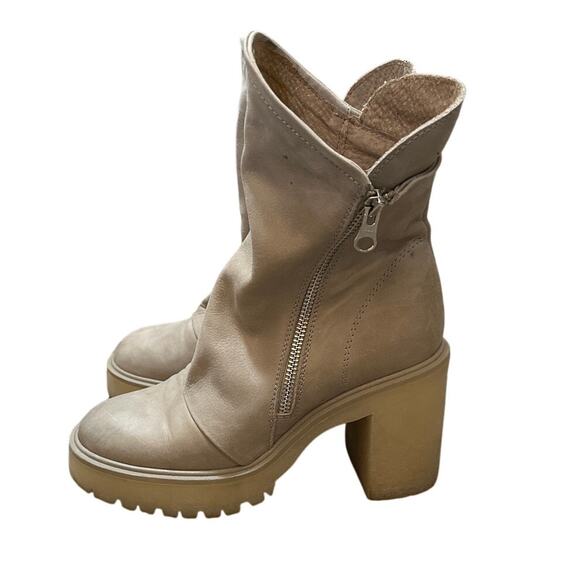 Free People Jack Zip Boot Block Heel Leather Ankle Boots Size 6 - Picture 1 of 8